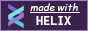 88x31 web button showing a logo of the Helix text editor with text 'made with HELIX'