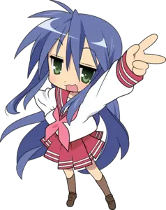 konata posing with a victory sign